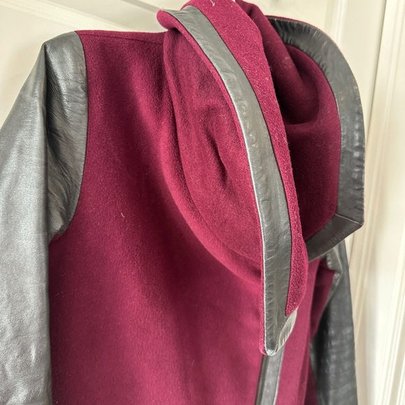Danier Wool Leather Maroon Black Trench Coat Size 3XS Women’s - Picture 4 of 14
